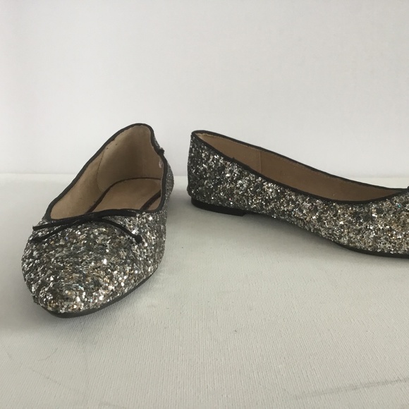 Old Navy Silver Glitter Bow-Tie Ballet Flat Shoes for Women 10 - Picture 1 of 6